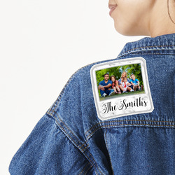 Family Photo and Name Twill Iron On Patch - Custom Shape - Large - Single