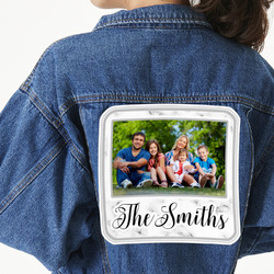 Family Photo and Name Twill Iron On Patch - Custom Shape - 3XL - Set of 4