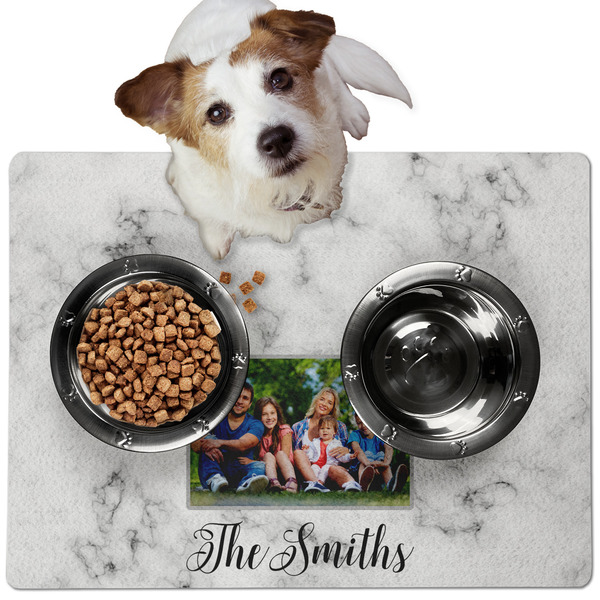 Custom Family Photo and Name Dog Food Mat - Medium