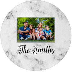 Family Photo and Name Round Glass Cutting Board - Medium