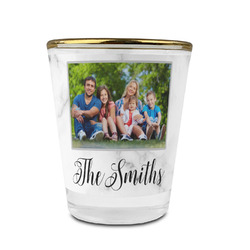 Family Photo and Name Glass Shot Glass - 1.5 oz - with Gold Rim - Set of 4