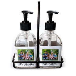 Family Photo and Name Glass Soap & Lotion Bottle Set