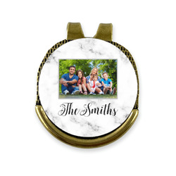 Family Photo and Name Golf Ball Marker - Hat Clip - Gold