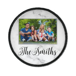 Family Photo and Name Iron On Round Patch