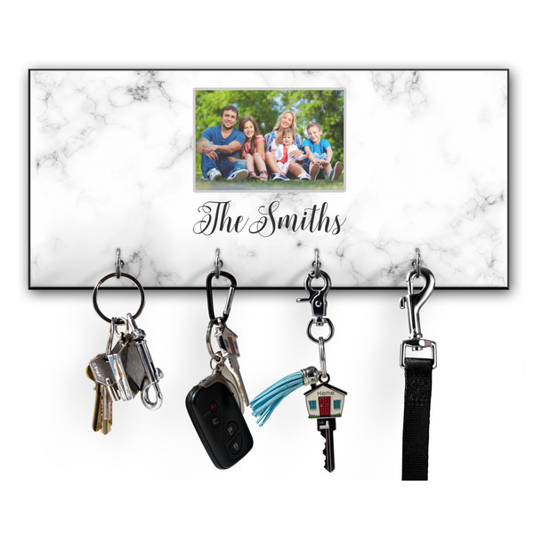 Custom Family Photo and Name Key Hanger w/ 4 Hooks