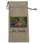 Family Photo and Name Burlap Gift Bag - Large - Single-Sided