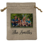 Family Photo and Name Burlap Gift Bag - Medium - Single-Sided