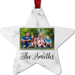 Family Photo and Name Metal Star Ornament - Double-Sided