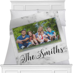 Family Photo and Name Minky Blanket - Twin / Full - 80" x 60" - Double-Sided