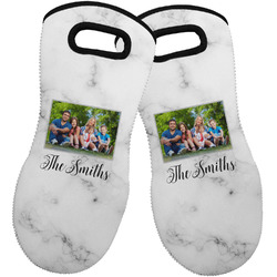 Family Photo and Name Neoprene Oven Mitts - Set of 2