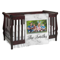 Family Photo and Name Baby Blanket - Single-Sided