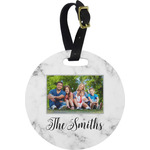 Family Photo and Name Plastic Luggage Tag - Round