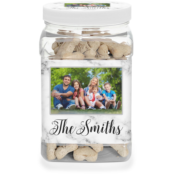 Custom Family Photo and Name Dog Treat Jar