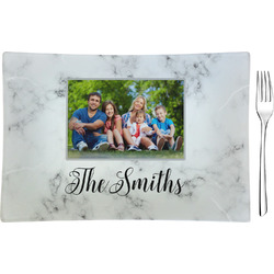 Family Photo and Name Glass Rectangular Appetizer / Dessert Plate - Single
