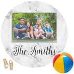 Family Photo and Name Round Beach Towel