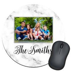 Family Photo and Name Round Mouse Pad