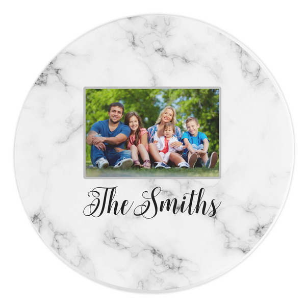 Custom Family Photo and Name Round Stone Trivet