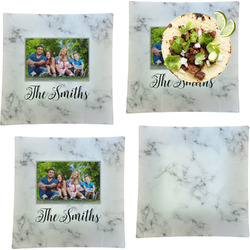 Family Photo and Name Glass Square Lunch / Dinner Plate 9.5" - Set of 4