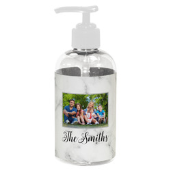 Family Photo and Name Plastic Soap / Lotion Dispenser - 8 oz - Small - White