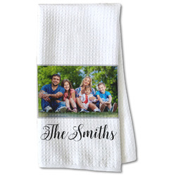 Family Photo and Name Kitchen Towel - Waffle Weave - Partial Print