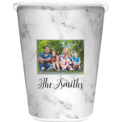Family Photo and Name Waste Basket - Single-Sided - White