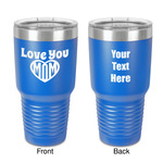 Love You Mom 30 oz Stainless Steel Tumbler - Royal Blue - Double-Sided