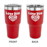 Love You Mom 30 oz Stainless Steel Tumbler - Red - Double Sided