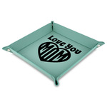 Love You Mom Faux Leather Dice Tray - 9" x 9"  - Teal