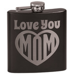 Love You Mom Black Flask Set