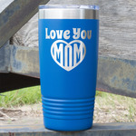 Love You Mom 20 oz Stainless Steel Tumbler - Royal Blue - Double Sided