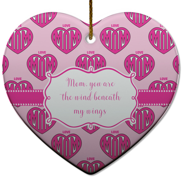 Custom Love You Mom Heart Ceramic Ornament