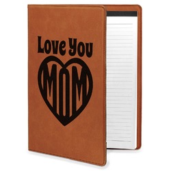 Love You Mom Leatherette Portfolio with Notepad - Large - Single Sided