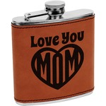 Love You Mom Leatherette Wrapped Stainless Steel Flask