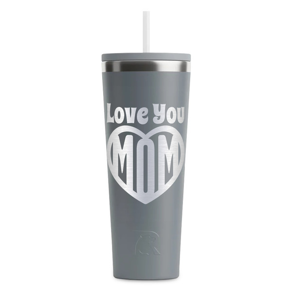 Custom Love You Mom RTIC Everyday Tumbler with Straw - 28oz - Grey - Double-Sided