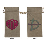 Love You Mom Large Burlap Gift Bag - Front & Back