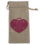 Love You Mom Large Burlap Gift Bag - Front