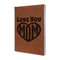 Love You Mom Leather Sketchbook - Small - Double Sided - Angled View