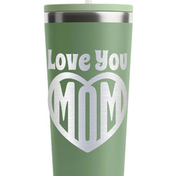 Love You Mom RTIC Everyday Tumbler with Straw - 28oz - Light Green - Double-Sided