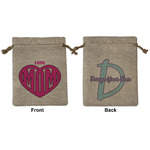 Love You Mom Medium Burlap Gift Bag - Front & Back