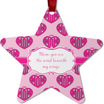 Love You Mom Metal Star Ornament - Double Sided