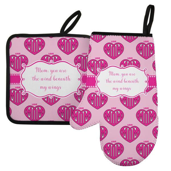 Custom Love You Mom Left Oven Mitt & Pot Holder Set