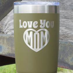Love You Mom 20 oz Stainless Steel Tumbler - Olive - Double Sided