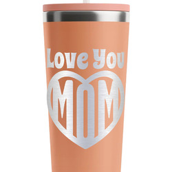 Love You Mom RTIC Everyday Tumbler with Straw - 28oz - Peach - Double-Sided