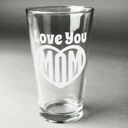 Love You Mom Pint Glass - Engraved (Single)