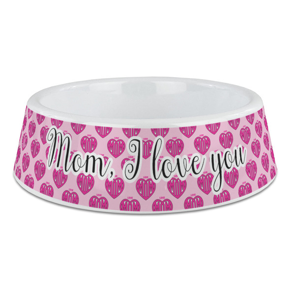 Custom Love You Mom Plastic Dog Bowl - Large