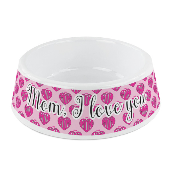 Custom Love You Mom Plastic Dog Bowl - Small