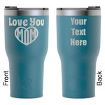 Love You Mom RTIC Tumbler - Dark Teal - Laser Engraved - Double-Sided