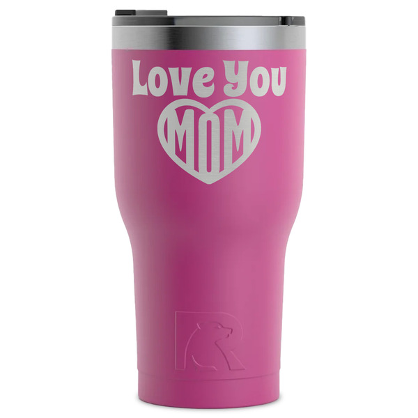 Custom Love You Mom RTIC Tumbler - Magenta - Laser Engraved - Single-Sided