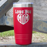 Love You Mom 20 oz Stainless Steel Tumbler - Red - Double Sided