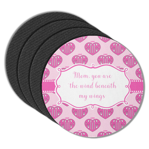 Custom Love You Mom Round Rubber Backed Coasters - Set of 4